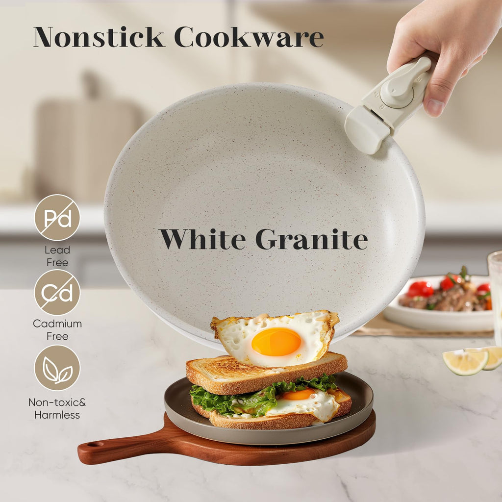 12 Pc Nonstick Milky White Cookware Set W190665
