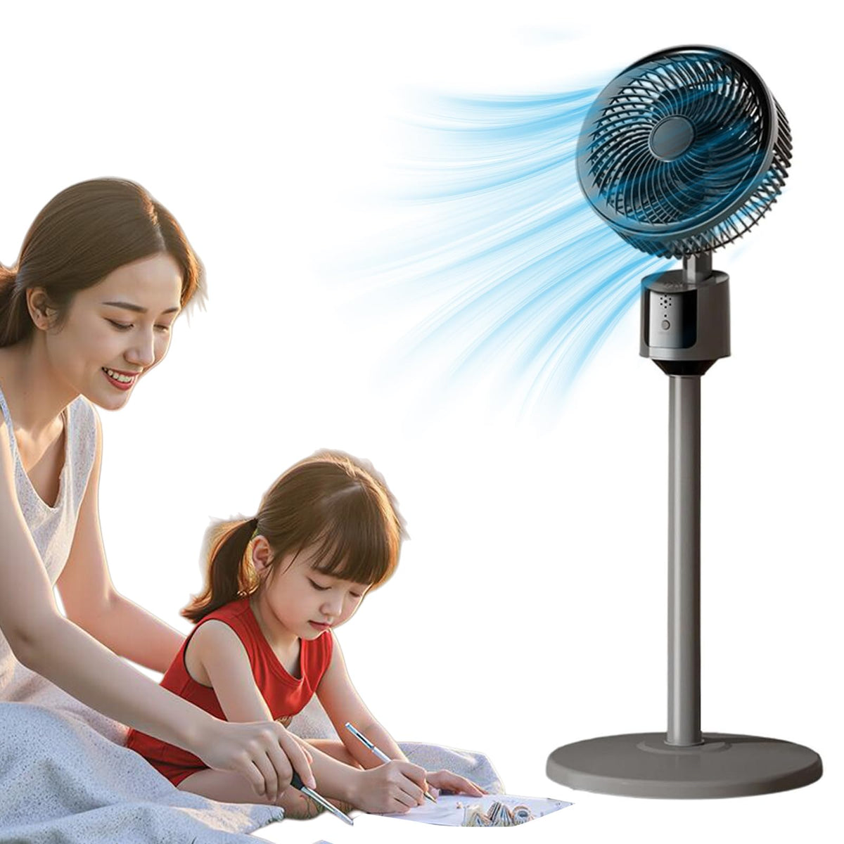 Lightweight Quiet Standing Fan (Grey) I872