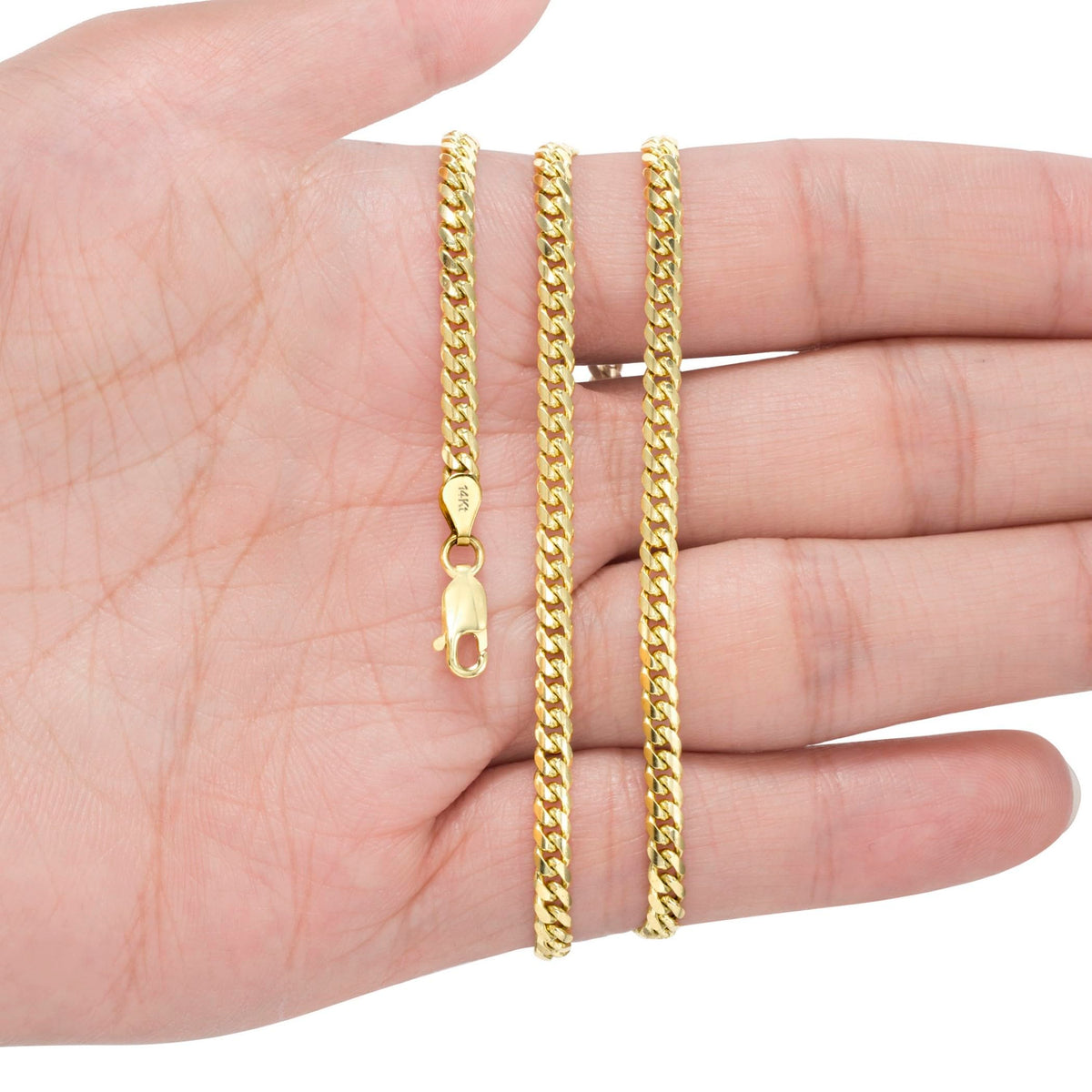 14k Yellow Gold Cuban Link Chain Necklace J425002