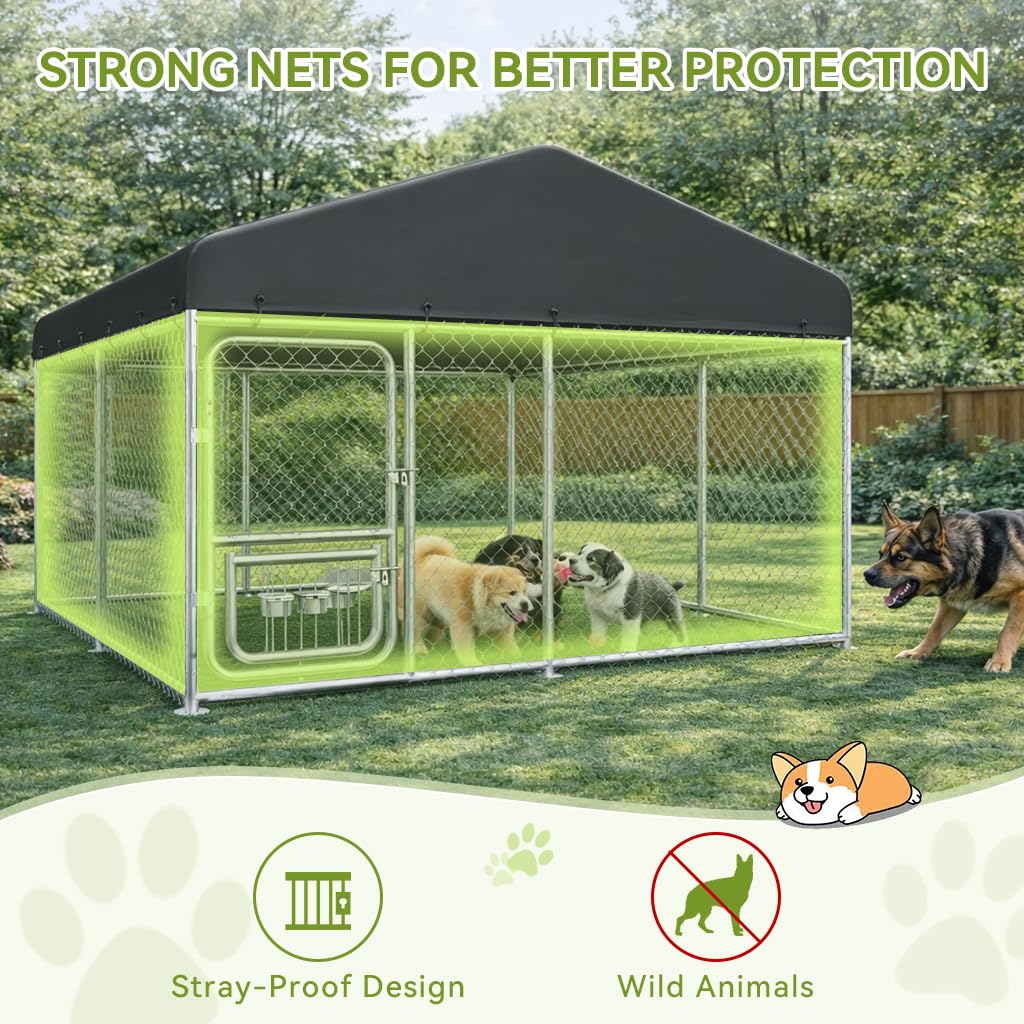 10x10FT Heavy Duty Outdoor Dog Kennel with Roof T1070