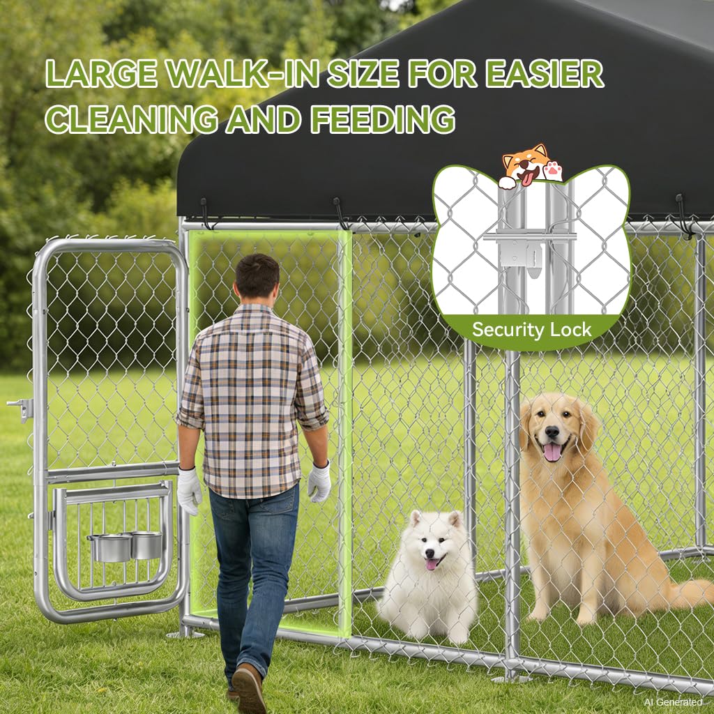10x10FT Heavy Duty Outdoor Dog Kennel with Roof T1070