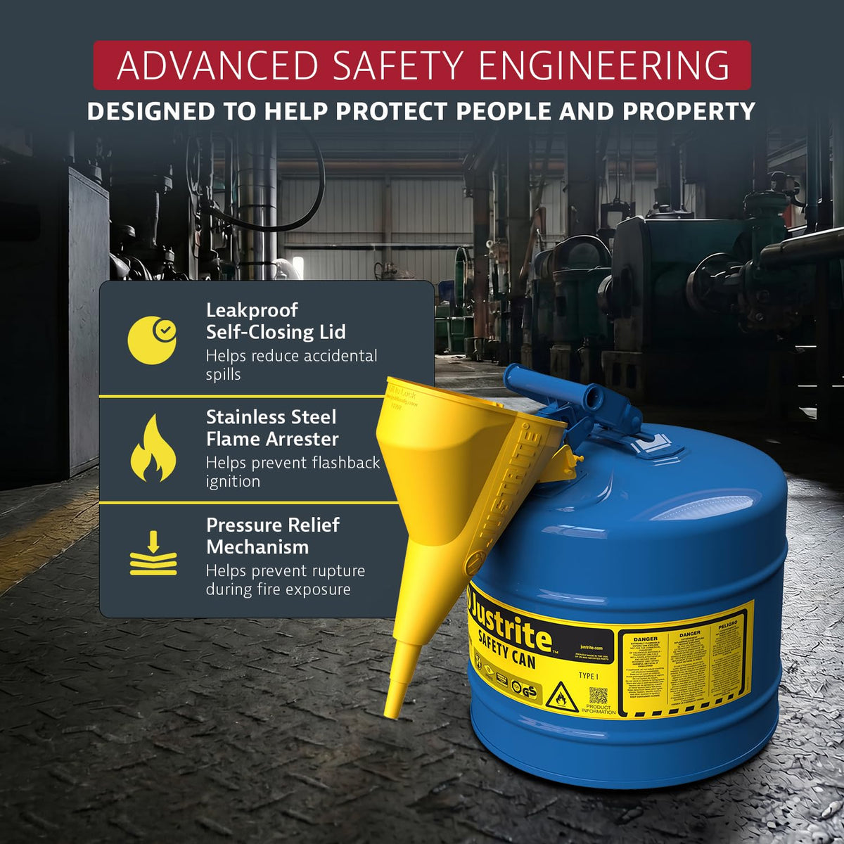 Blue Galvanized Steel Kerosene Safety Can G6193
