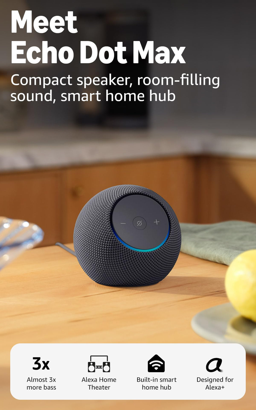 Alexa speaker with room-filling sound and nearly 3x bass K48418