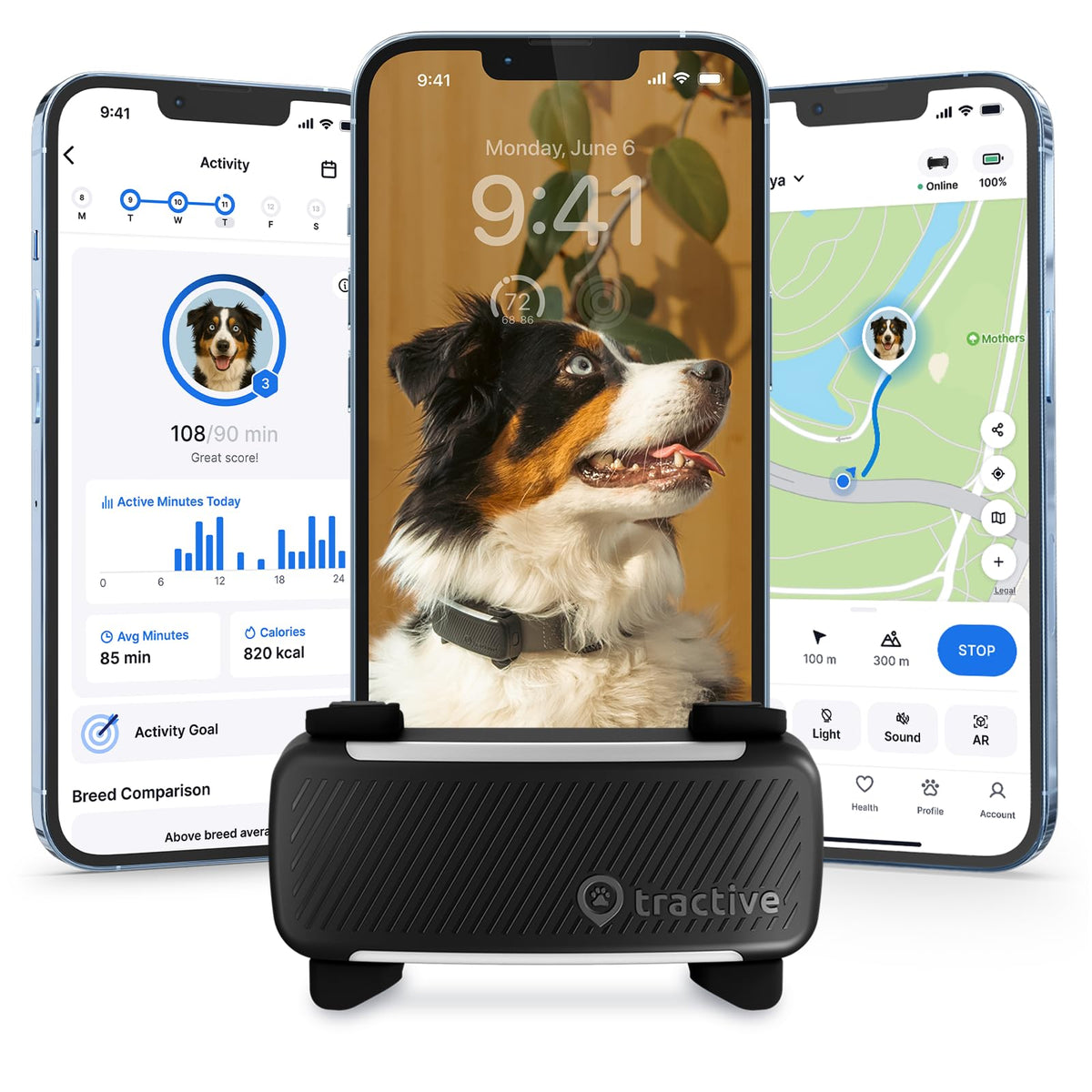 Black Smart Dog GPS Tracker with Virtual Fence Y2781