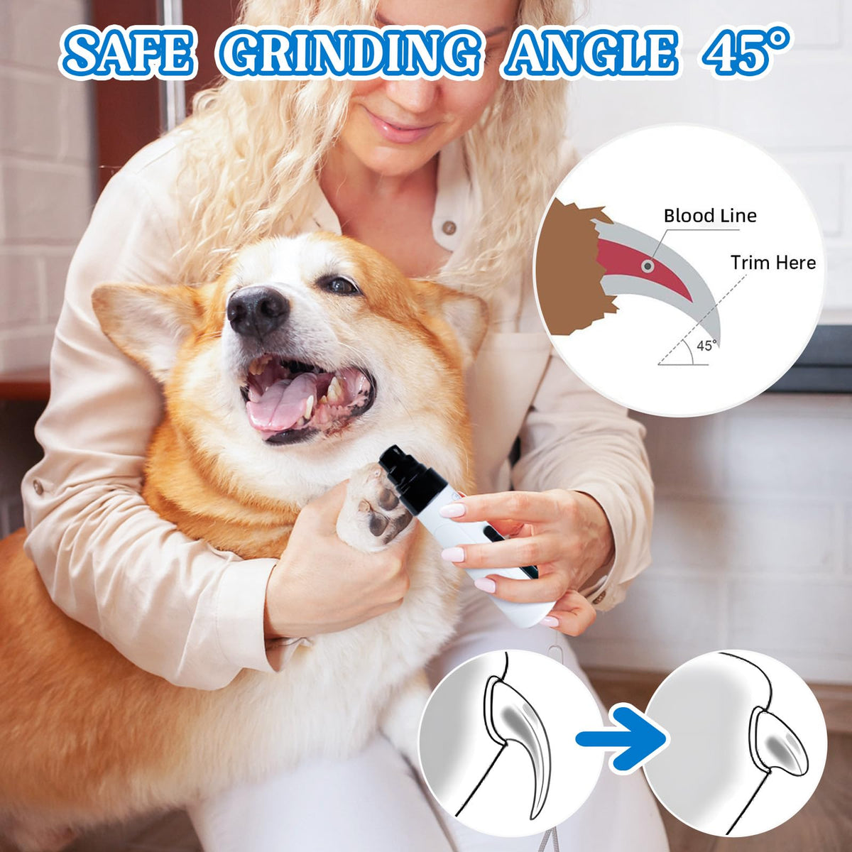 2-Speed Rechargeable Quiet Electric Pet Nail Grinder F1524