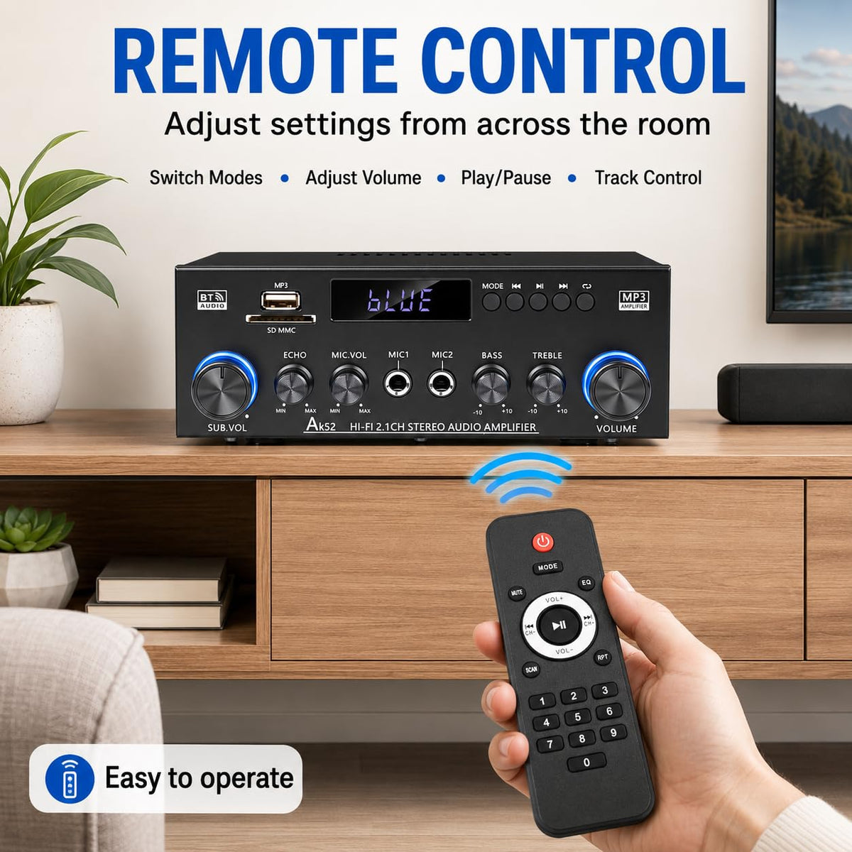 Bluetooth 5.0 2.1 Channel 400W Stereo Amplifier C5966