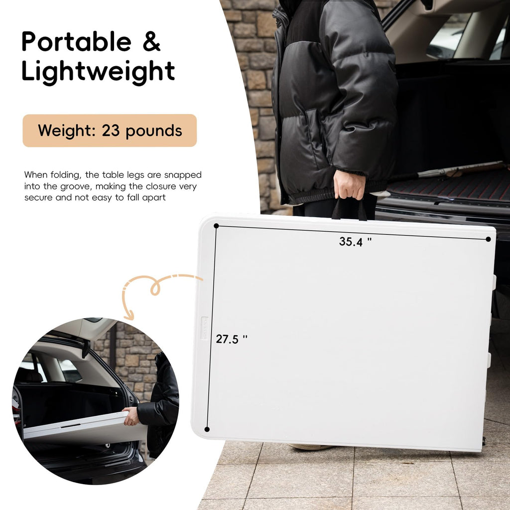 6FT Heavy Duty Portable Plastic Folding Table White C598778