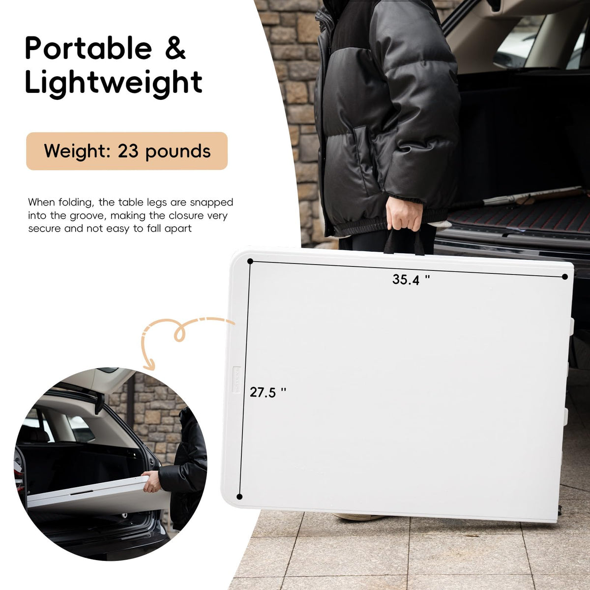 6FT Heavy Duty Portable Plastic Folding Table White C598778
