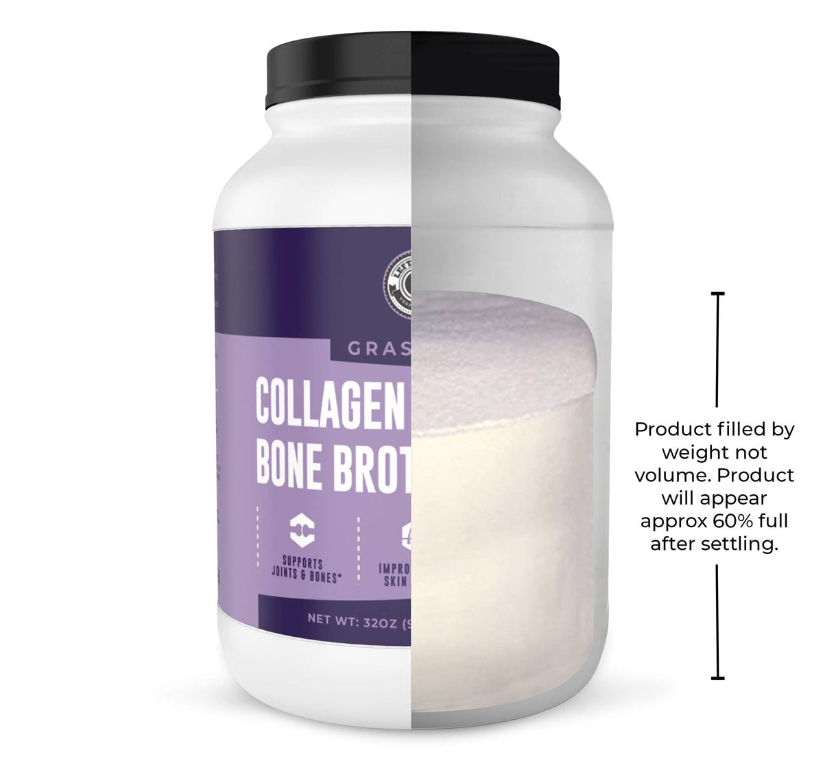 Collagen Bone Broth Powder, Unflavored, 2lb Q638
