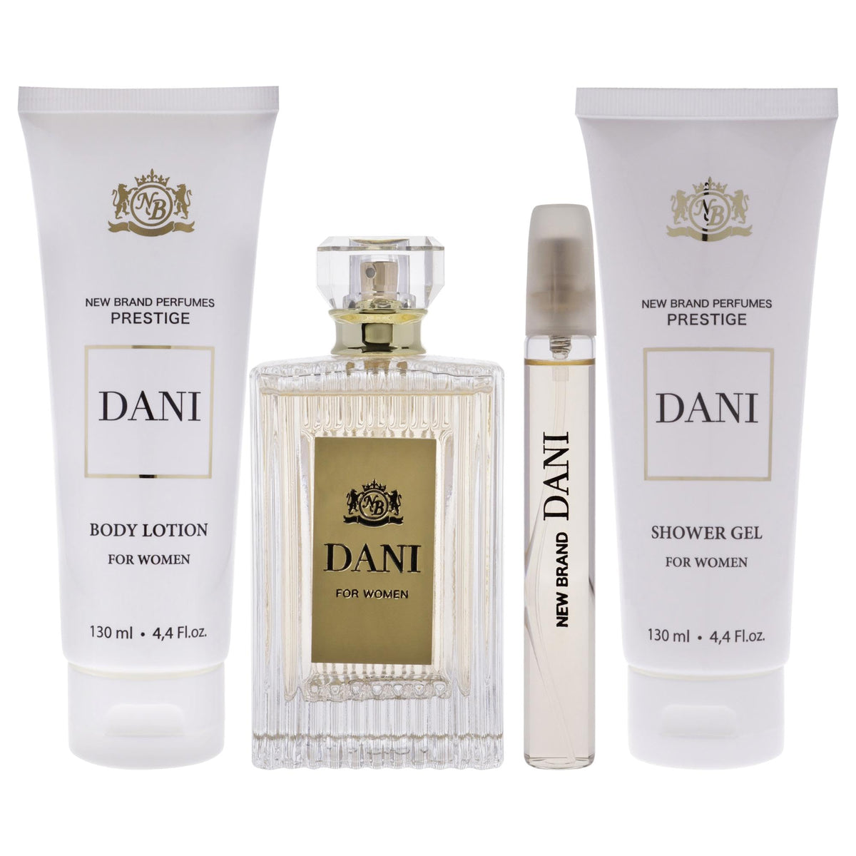 4 Pc Gift Set 3.3oz EDP Spray, 0.5oz EDP Spray, 4.4oz Shower Gel, 4.4oz Body Lotion F676