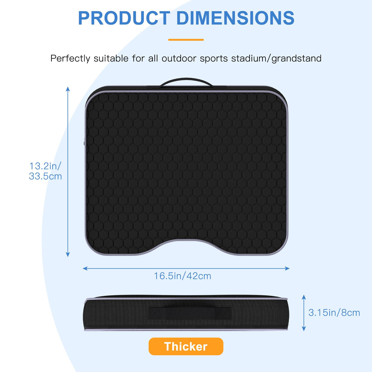 2 Pack Extra Thick Portable Bleacher Seat Cushions with Memory Foam D106