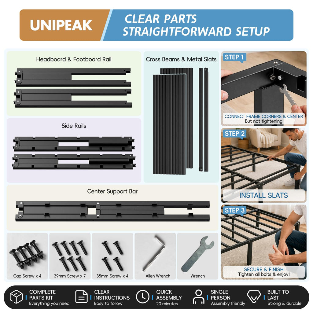 Queen Metal Platform Bed Frame with Storage K8115
