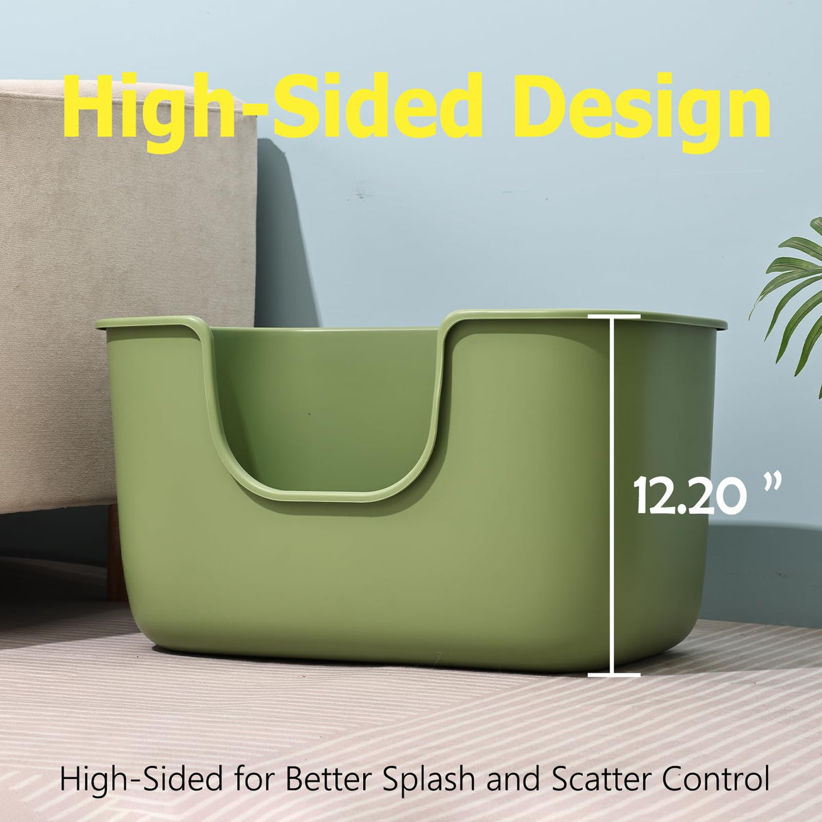 Extra Large Low Entry Cat Litter Box with High Sides L136