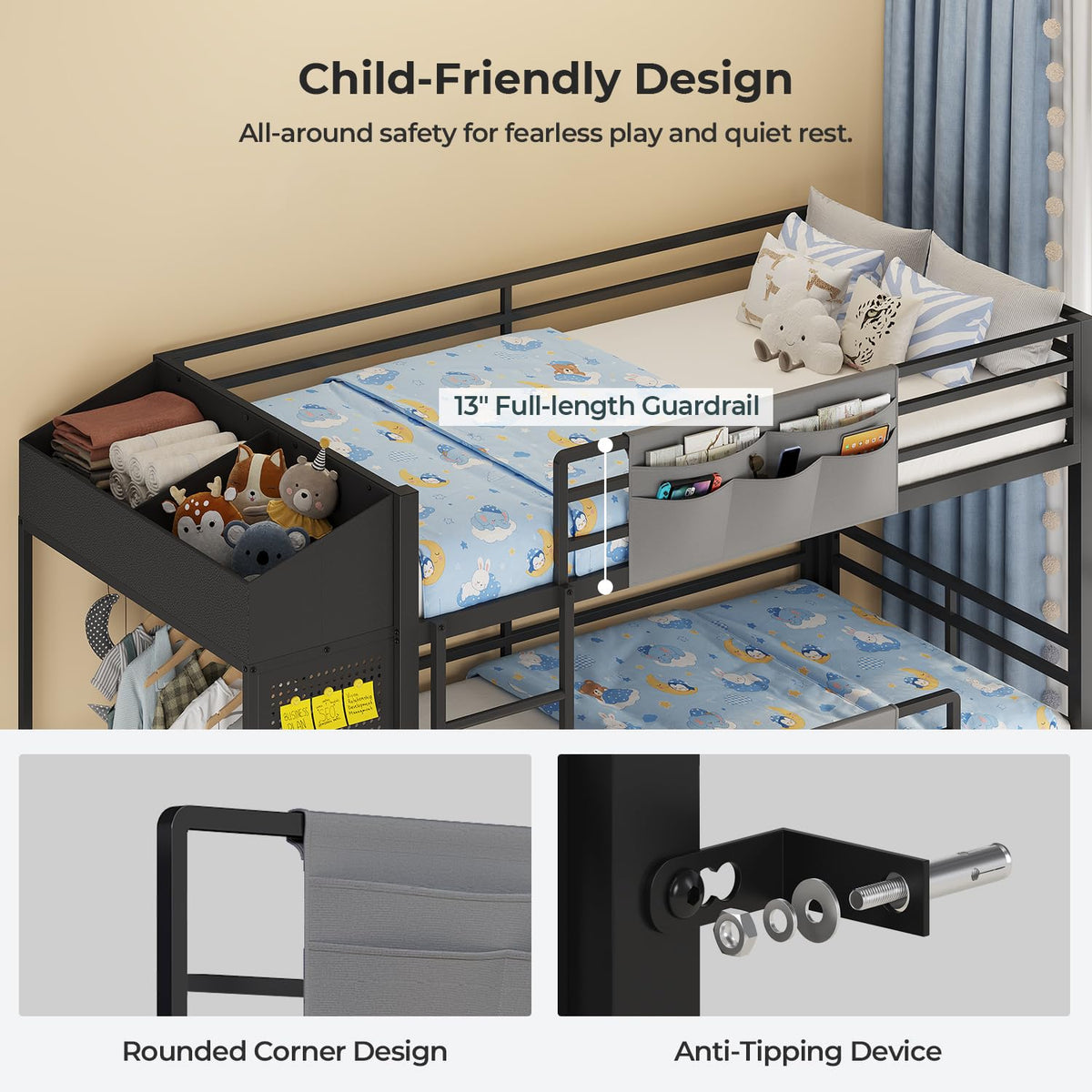 Triple Bunk Bed with 6 Storage Drawers J72013