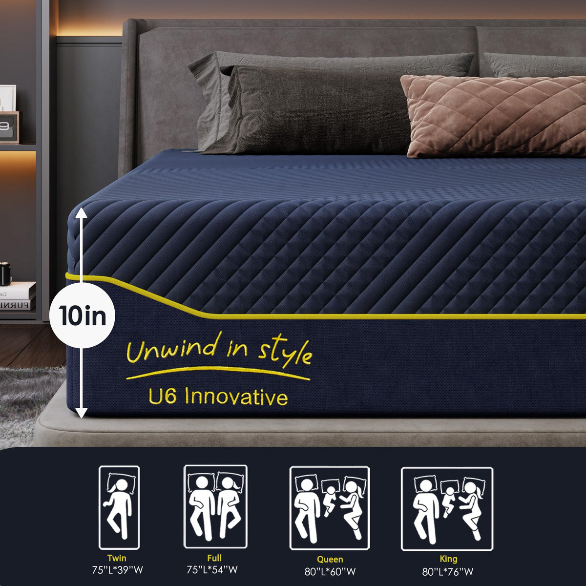 Twin 10 Inch Gel Infused Memory Foam Mattress I75416