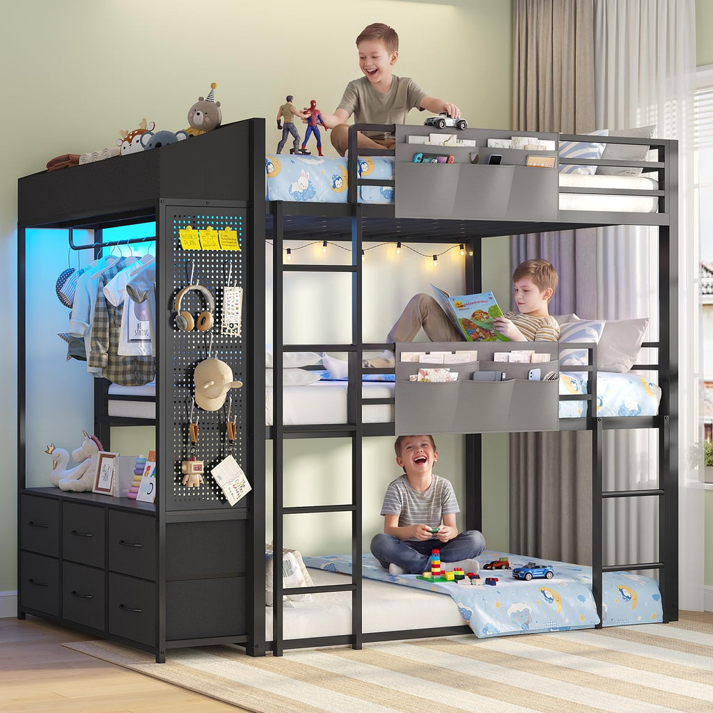 Triple Bunk Bed with 6 Storage Drawers J72013