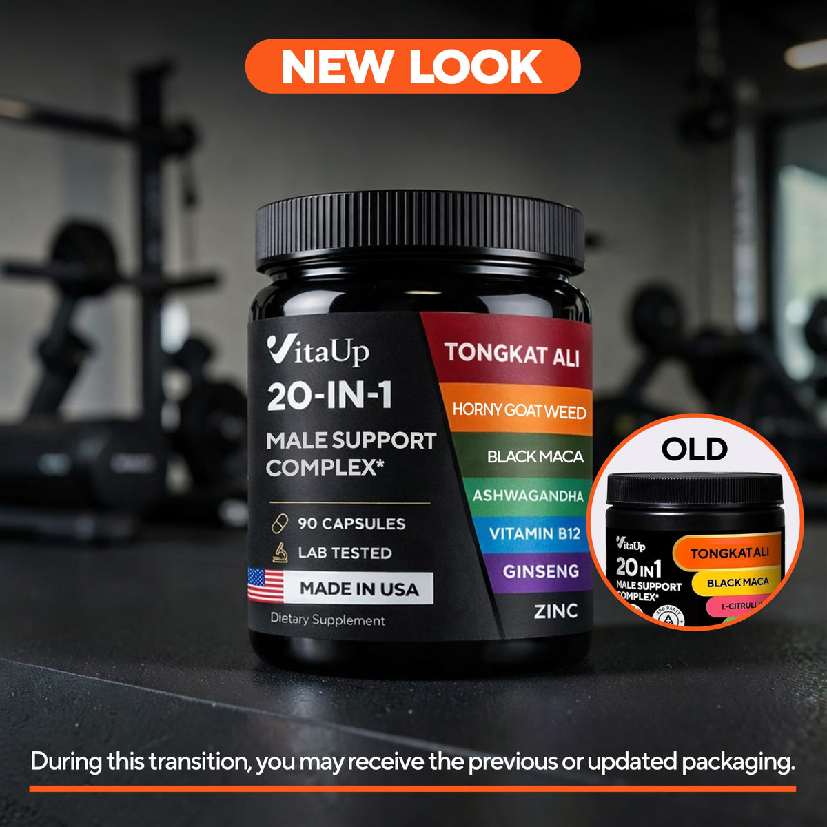 90 Vegan Caps Men Supplements with Tongkat Ali, Black Maca Root, Zinc, Vitamin B12 V8474
