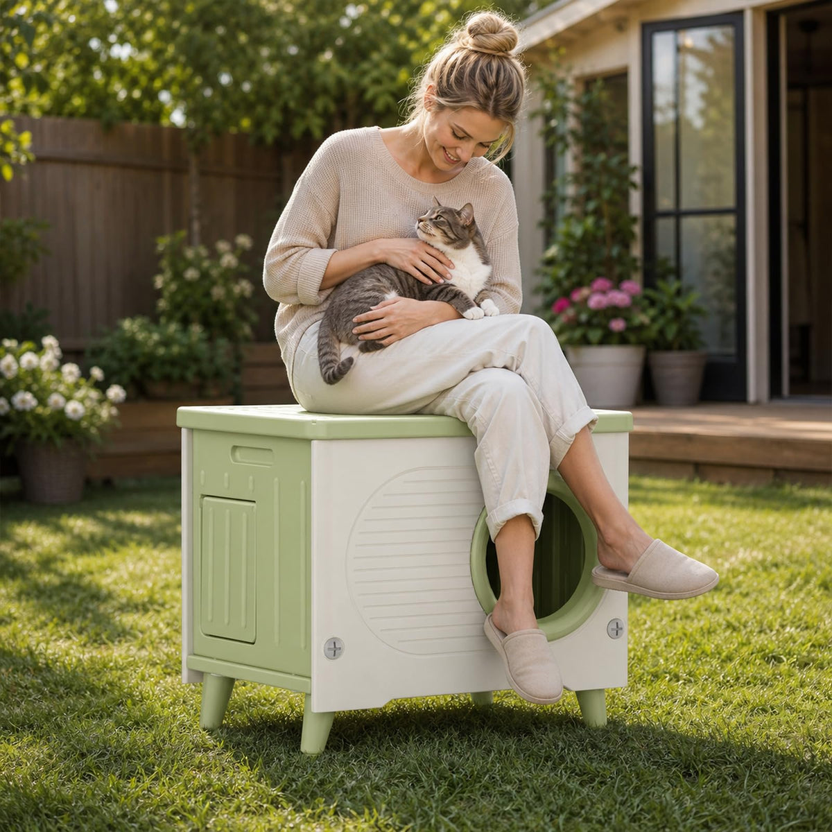 Extra Large Insulated Plastic Cat House with Escape Door T40728