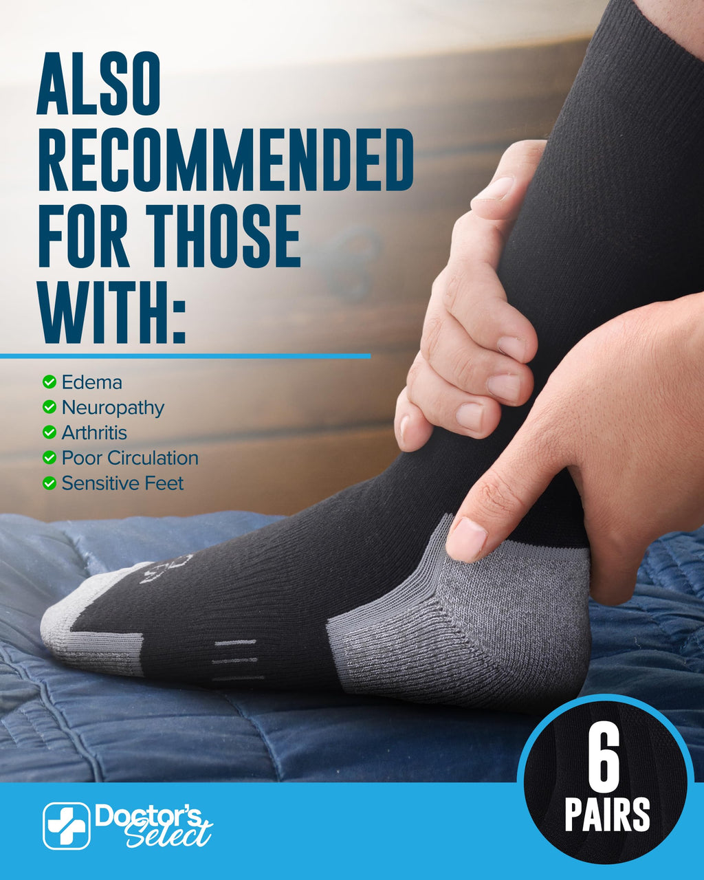 Non Binding Stretch Top Diabetic Socks 6 Pairs K186