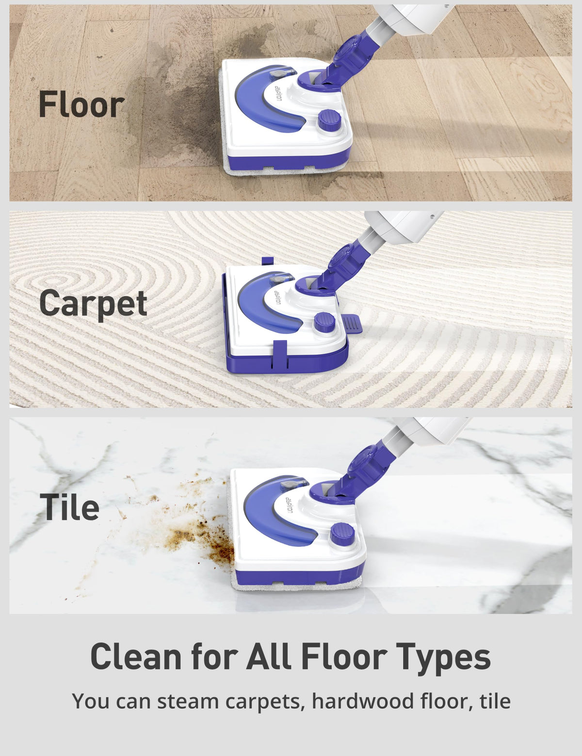 1300W Steam Mop Cleaner with 2 Washable Pads H65802