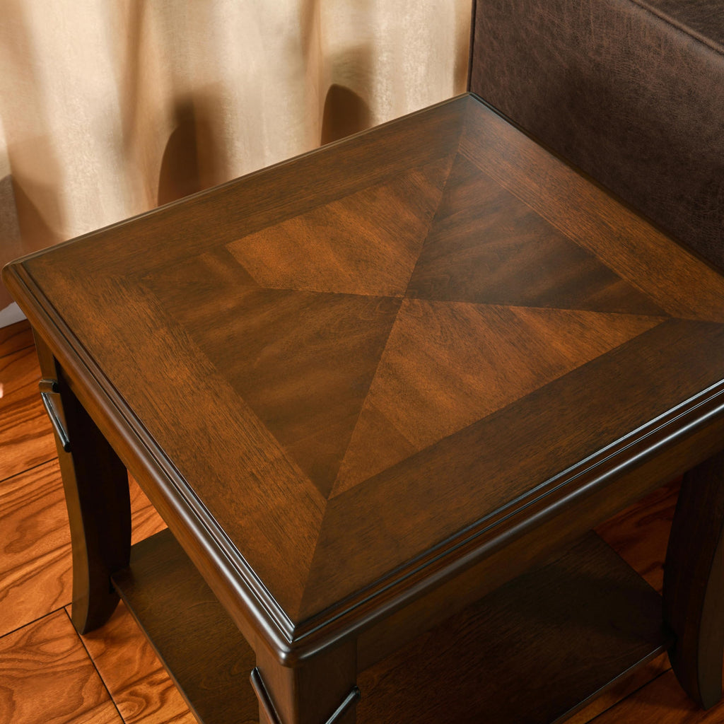Wooden 2-Tier End Table with Shelf W4673