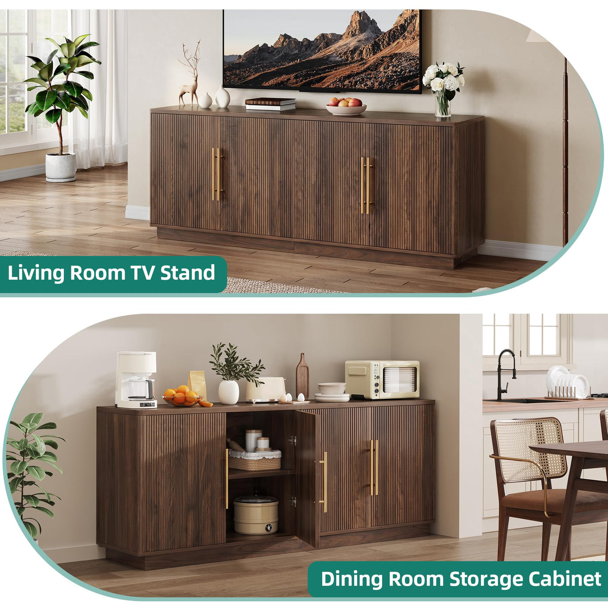 70" TV Stand with 4 Fluted Doors G85156