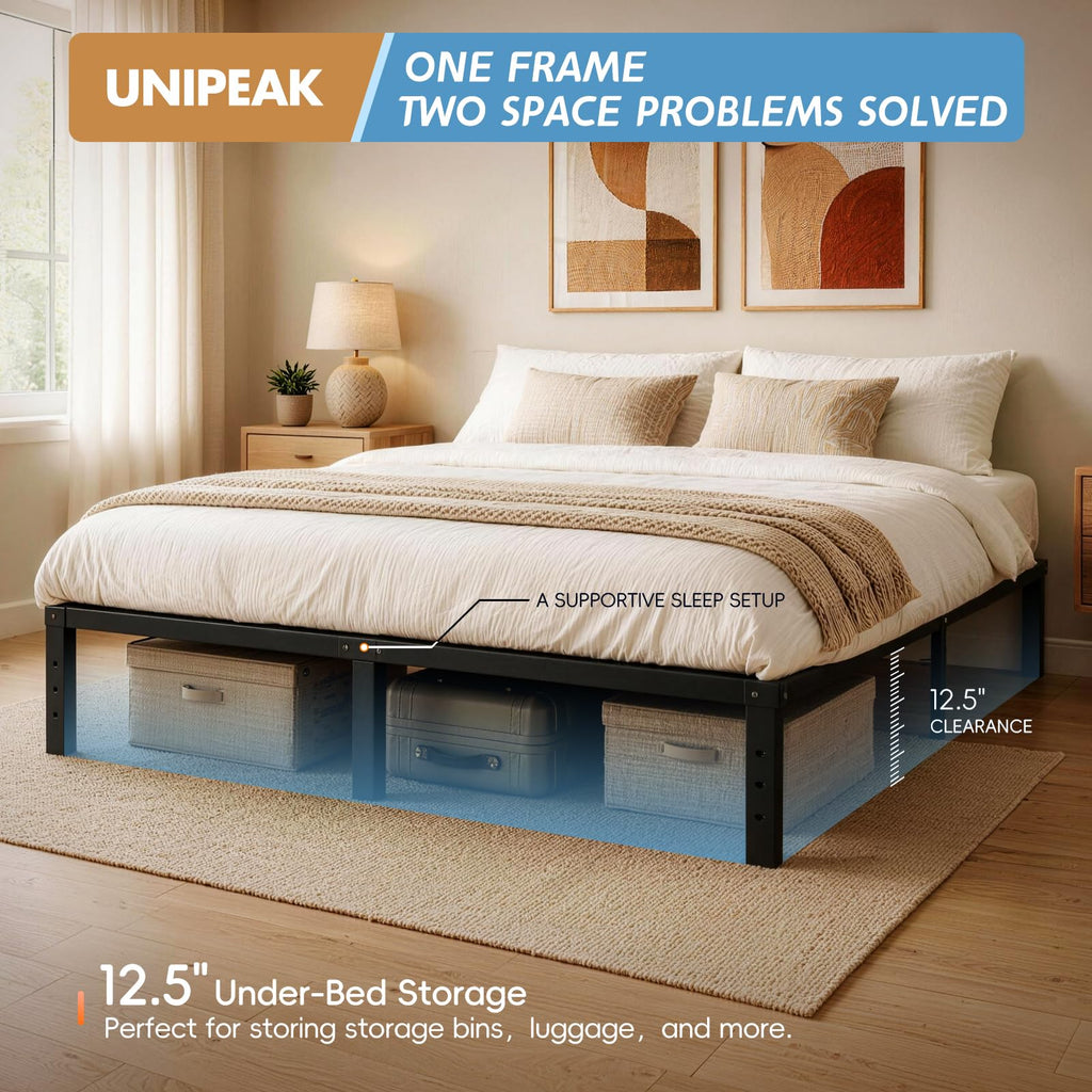 Queen Metal Platform Bed Frame with Storage K8115