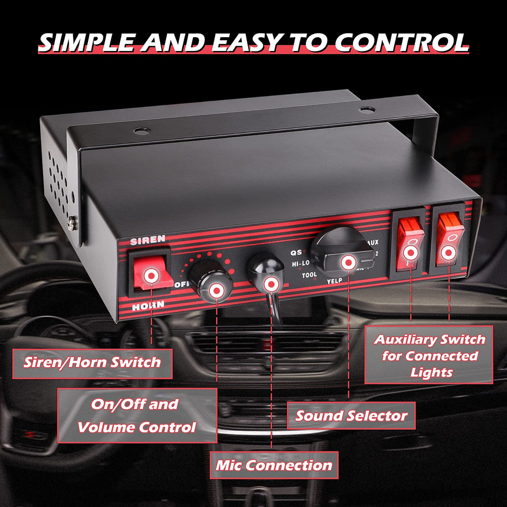 Emergency Police Siren 8 Tones PA System 130DB 200 Watt J26441