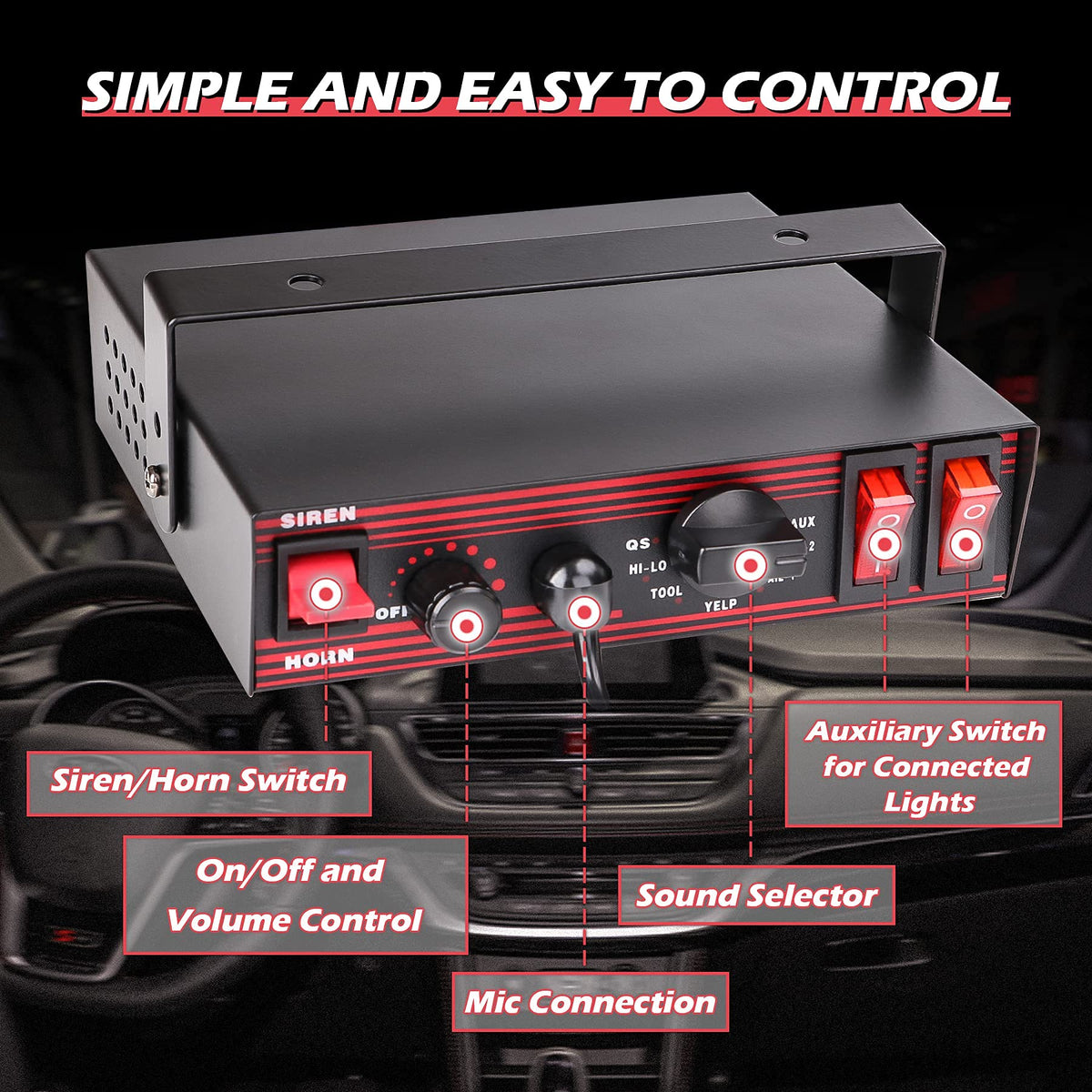Emergency Police Siren 8 Tones PA System 130DB 200 Watt J26441