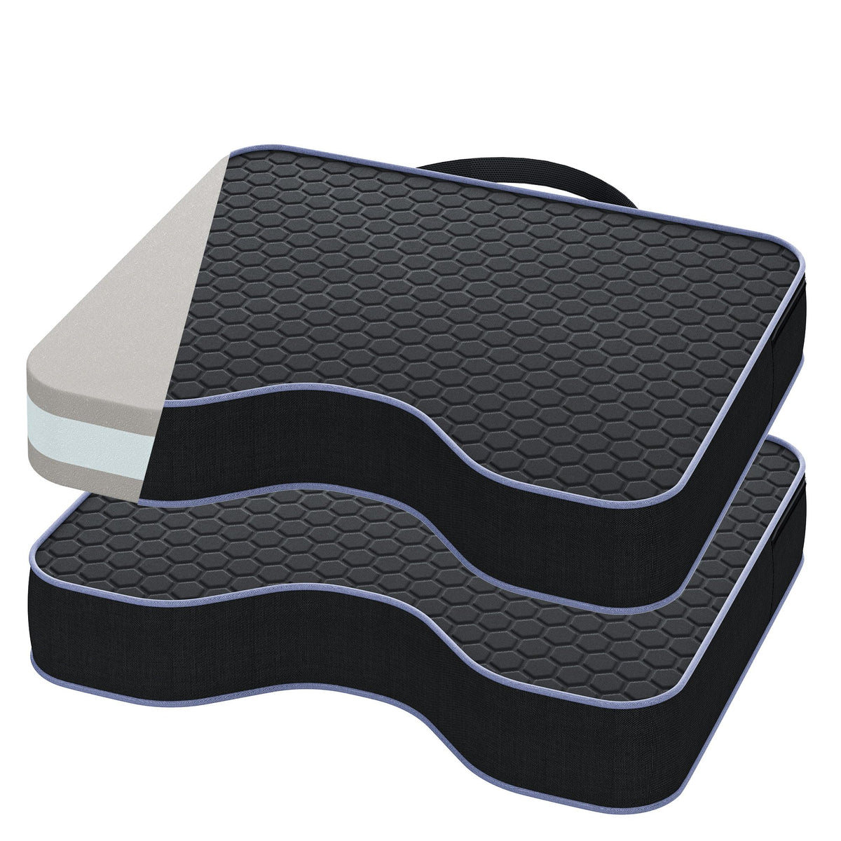 2 Pack Extra Thick Portable Bleacher Seat Cushions with Memory Foam D106