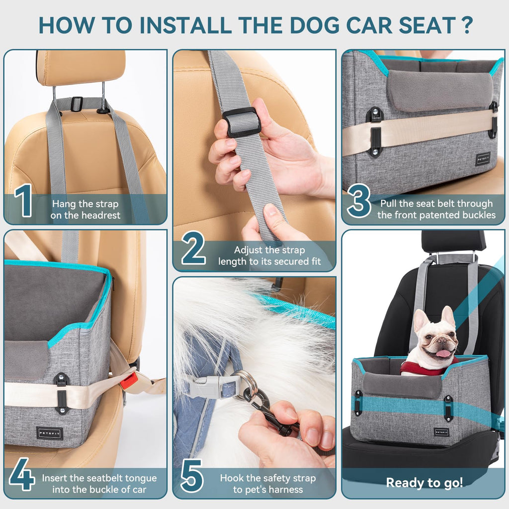 Foldable Dog Booster Car Seat with Safety Tether V460433