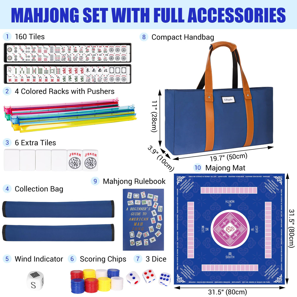 American Mahjong Game Set with Mat and Racks N54591