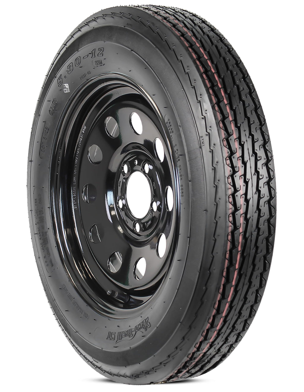 2-Pack Trailer Tire Rim Assembly 5.30-12 5 Lug Black B390434