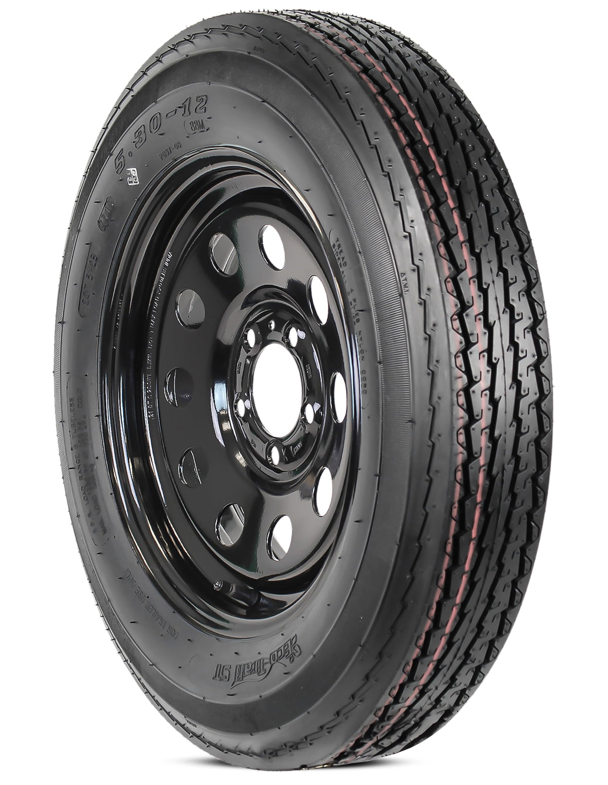 2-Pack Trailer Tire Rim Assembly 5.30-12 5 Lug Black B390434