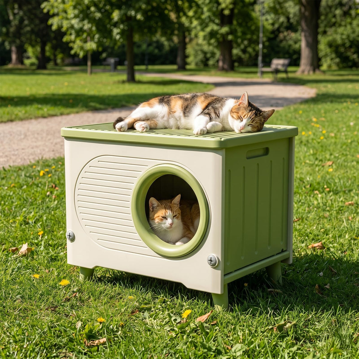Extra Large Insulated Plastic Cat House with Escape Door T40728