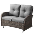 Brown 2 Seater Wicker Outdoor Glider Bench Z5797