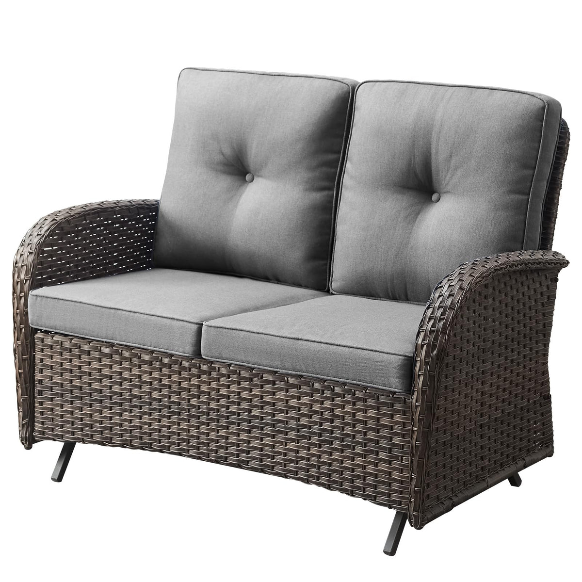Brown 2 Seater Wicker Outdoor Glider Bench Z5797