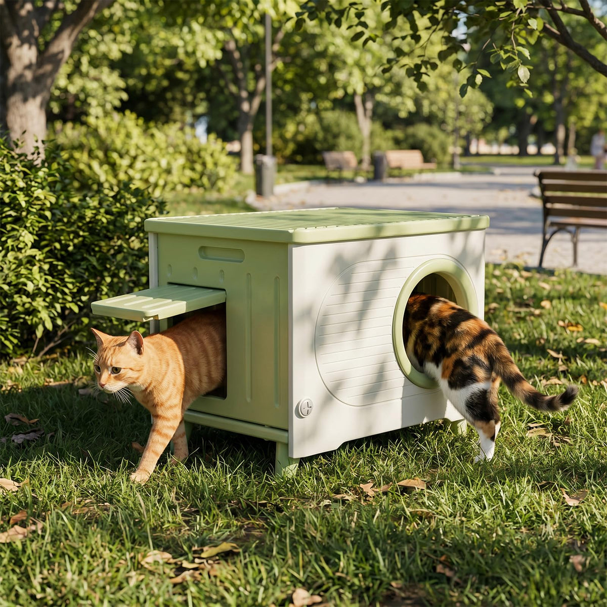 Extra Large Insulated Plastic Cat House with Escape Door T40728