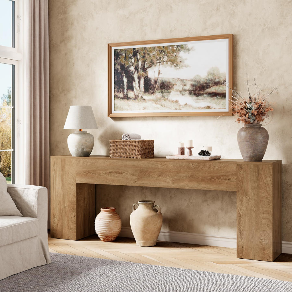 86-Inch Natural Oak Brown Console Table K422673