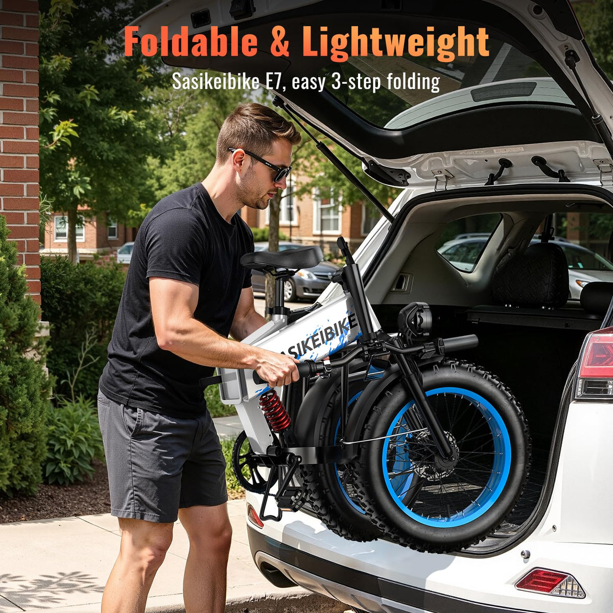 Foldable Electric Bike 1500W 52V 20Ah 20" Fat Tire Full Suspension B50489