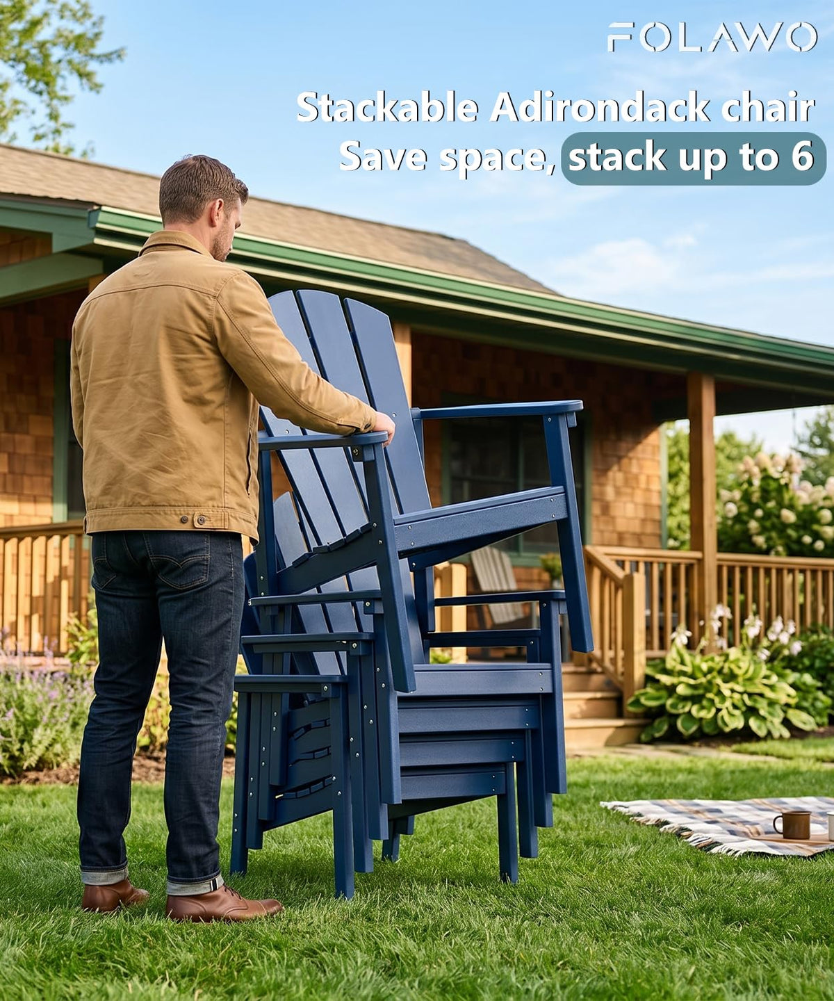 Navy Blue HDPE Adirondack Chair Set of 8 T307