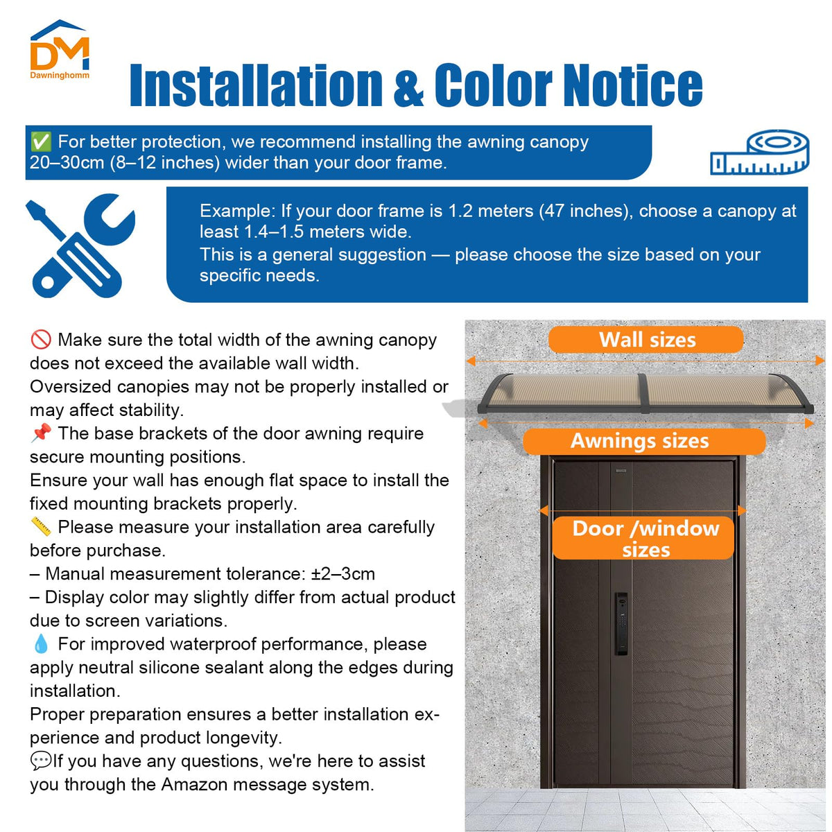 32x48'' Polycarbonate Door Awning I1980