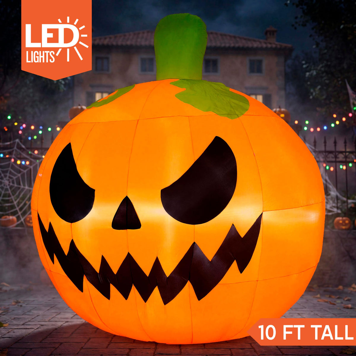 10FT Tall Inflatable Pumpkin with Built-in LED Lights C17095