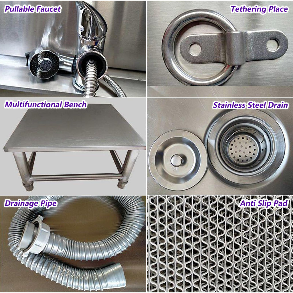 53'' Stainless Steel Pet Grooming Tub with Walk-in Stairs F76037