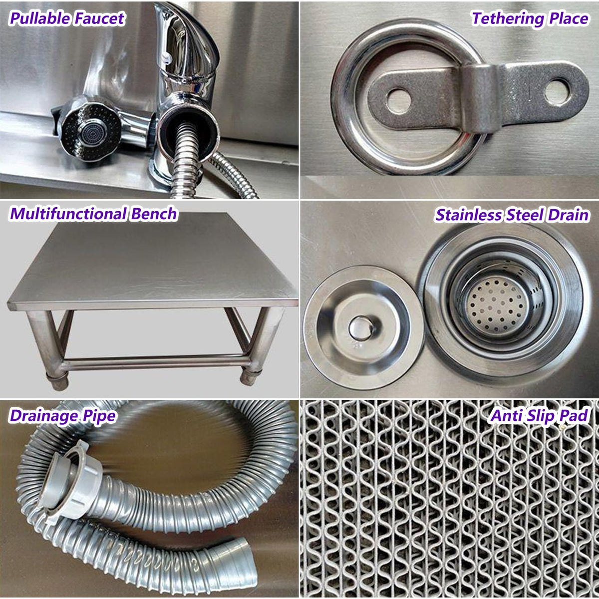 53'' Stainless Steel Pet Grooming Tub with Walk-in Stairs F76037