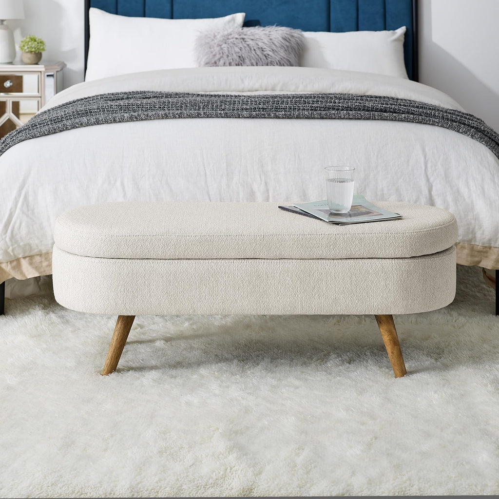 Oval Storage Bench with Rubber Wood Legs L872