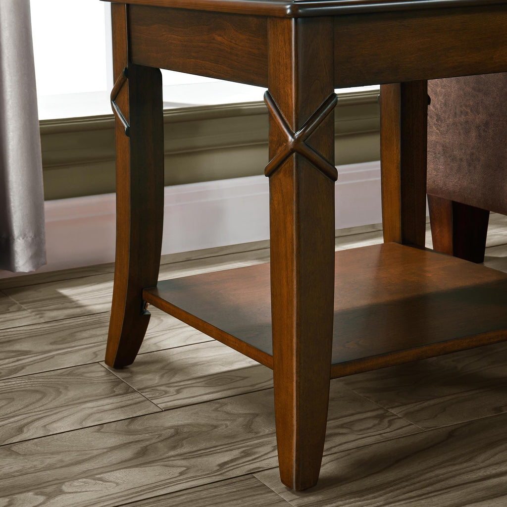 Wooden 2-Tier End Table with Shelf W4673