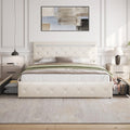 White Full Size Bed Frame with 4 Drawers and LED Light H392967