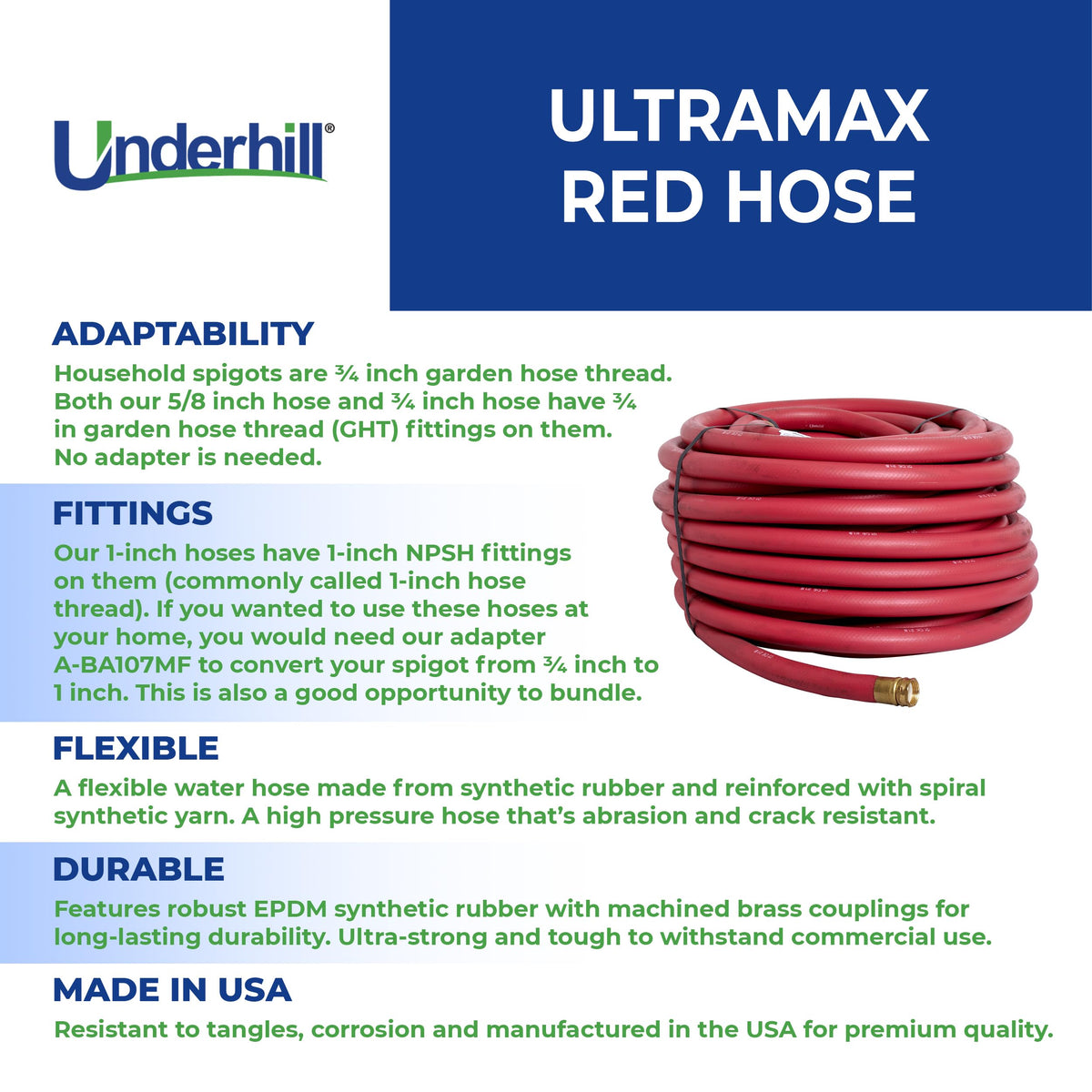 100 ft Rubber Flexible Anti-Kink Garden Water Hose A6034