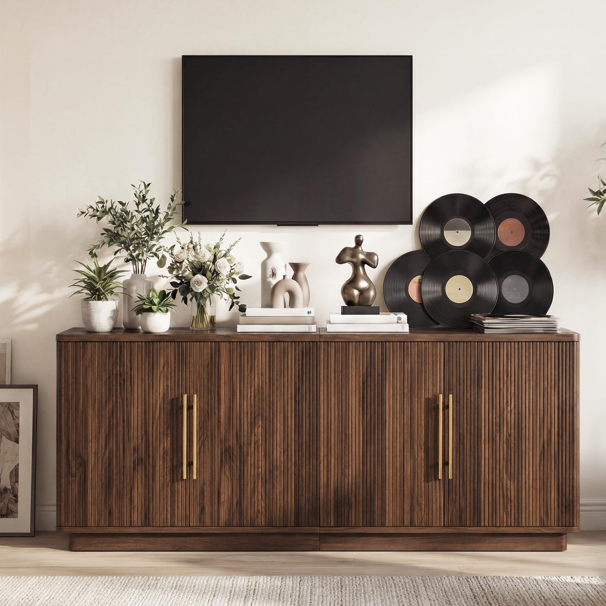 70" TV Stand with 4 Fluted Doors G85156